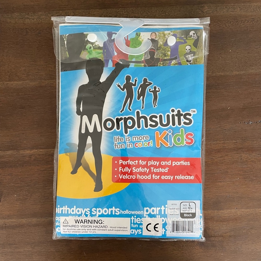 Child large morphsuit black skin suit- Halloween costume